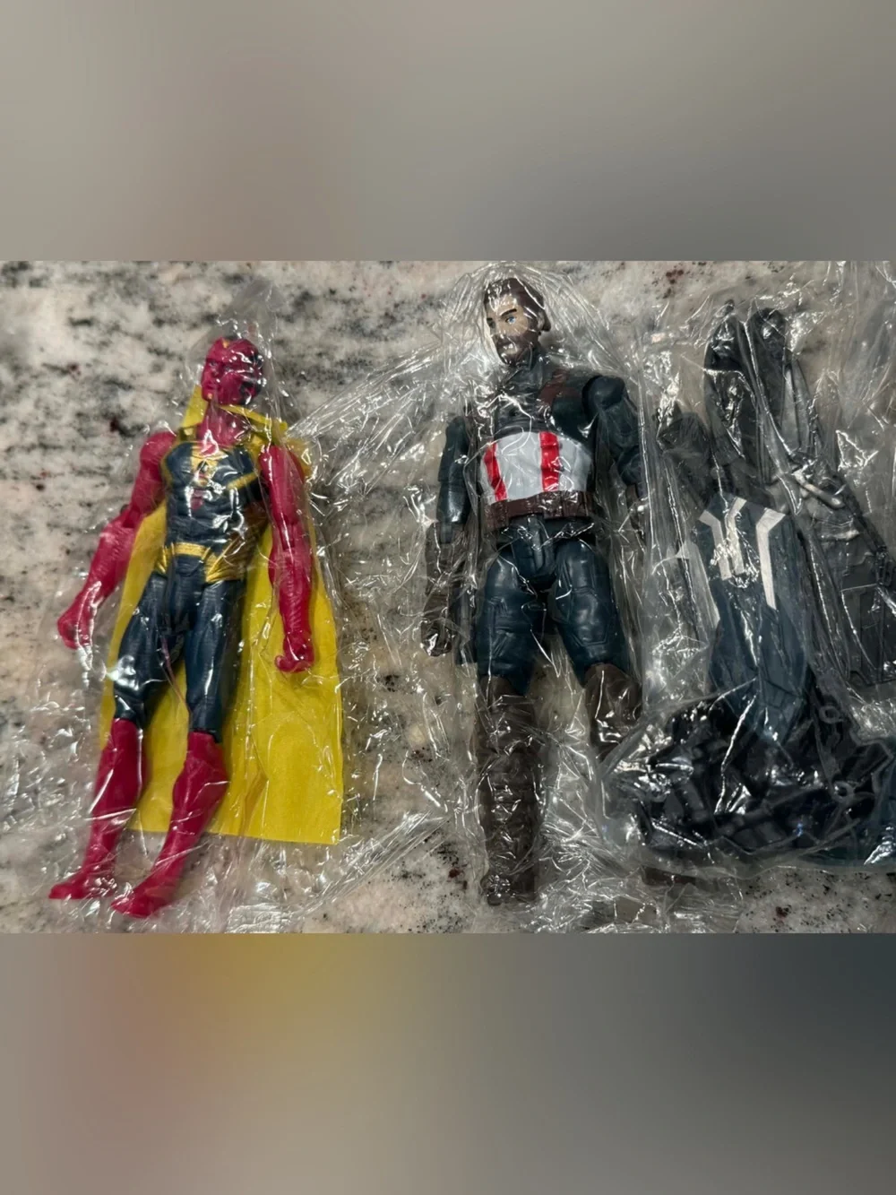 Set of 10 Action Figures marvel. 9 still in the sealed plastic. 6” tall